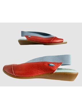 Cloud Caliber Womens 7.5 Slingback Sandals Red Leather Comfy